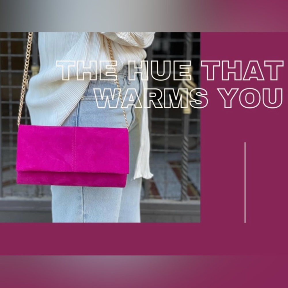 Ava & Lina Magenta Micro Suede Flap Clutch 5" x 12" x 2" - Picture 5 of 13